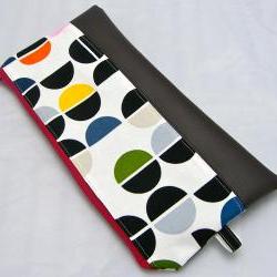 Cotton with Leather Pencil Case - Semi Circles